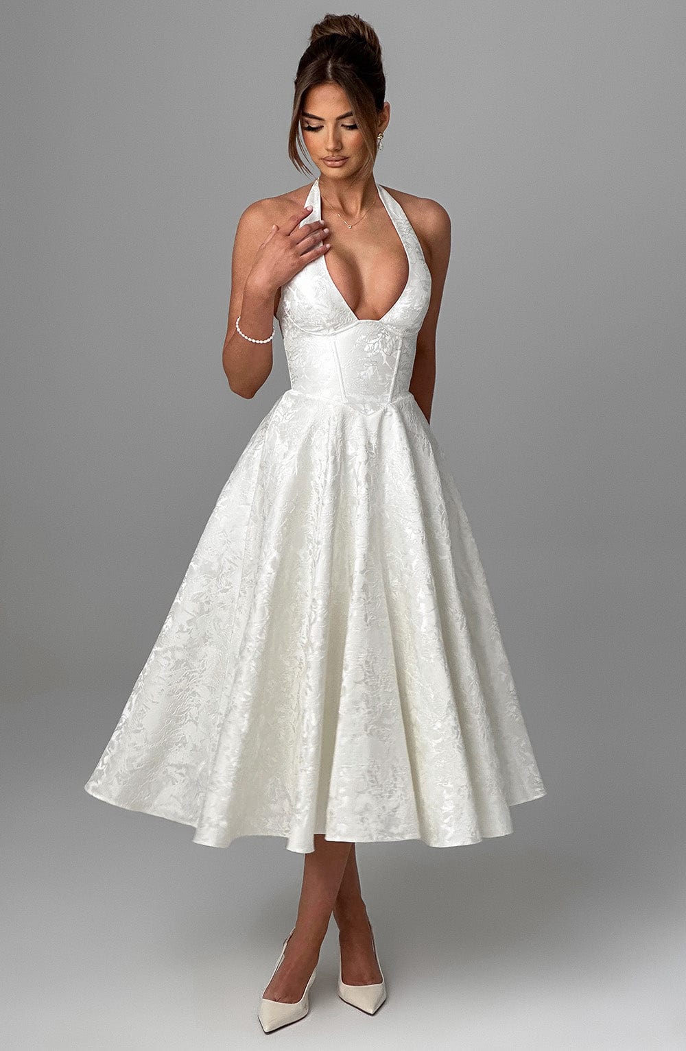 Nicola - Women's Halter Midi Dress for Wedding Guests