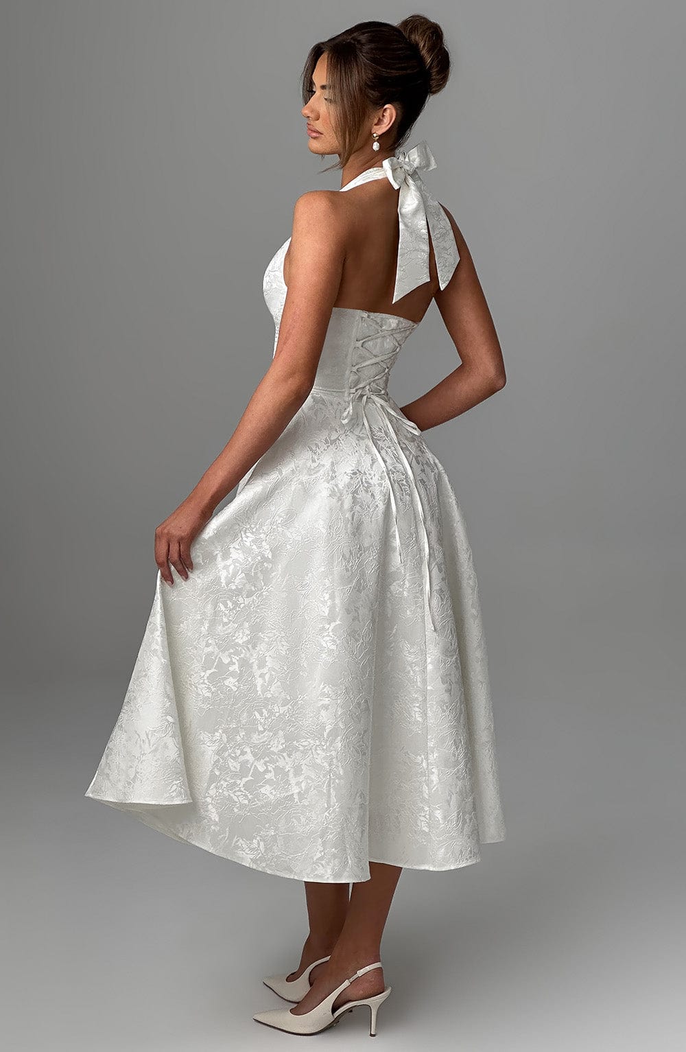 Molly - Women's Wedding Guest Dress Halterneck Midi Dress