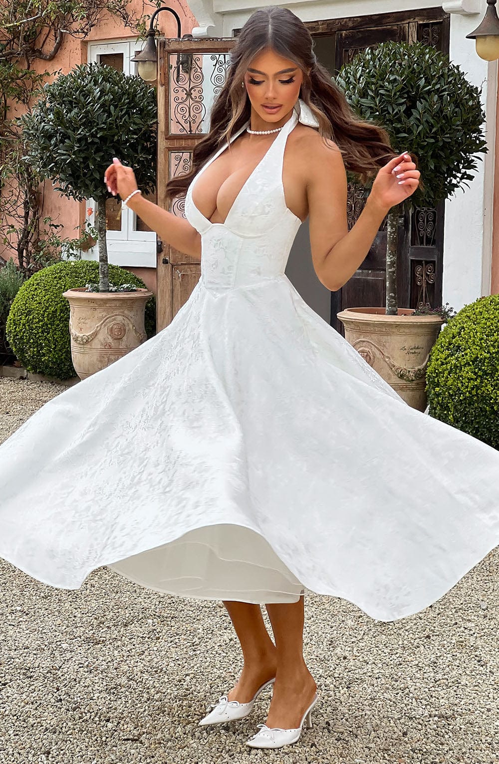 Nicola - Women's Halter Midi Dress for Wedding Guests