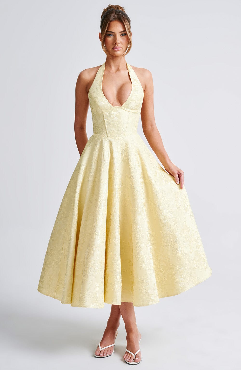 Molly - Women's Wedding Guest Dress Halterneck Midi Dress