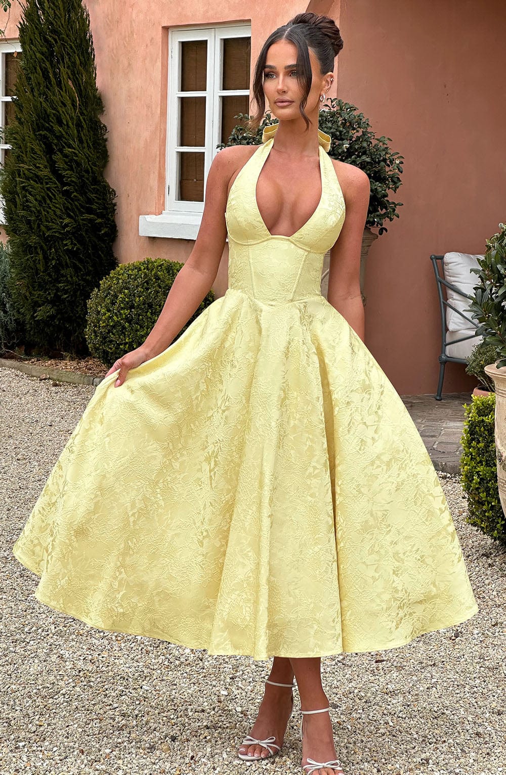 Molly - Women's Wedding Guest Dress Halterneck Midi Dress
