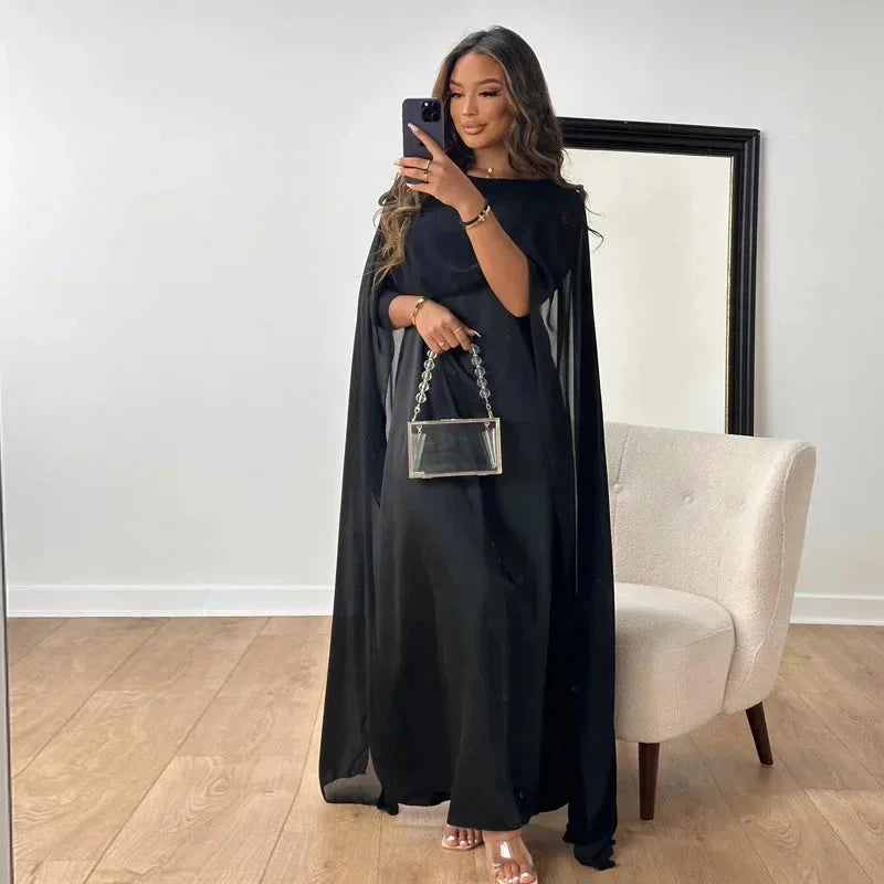 Abigail - Women's Wedding Guest Cape Maxi Dress