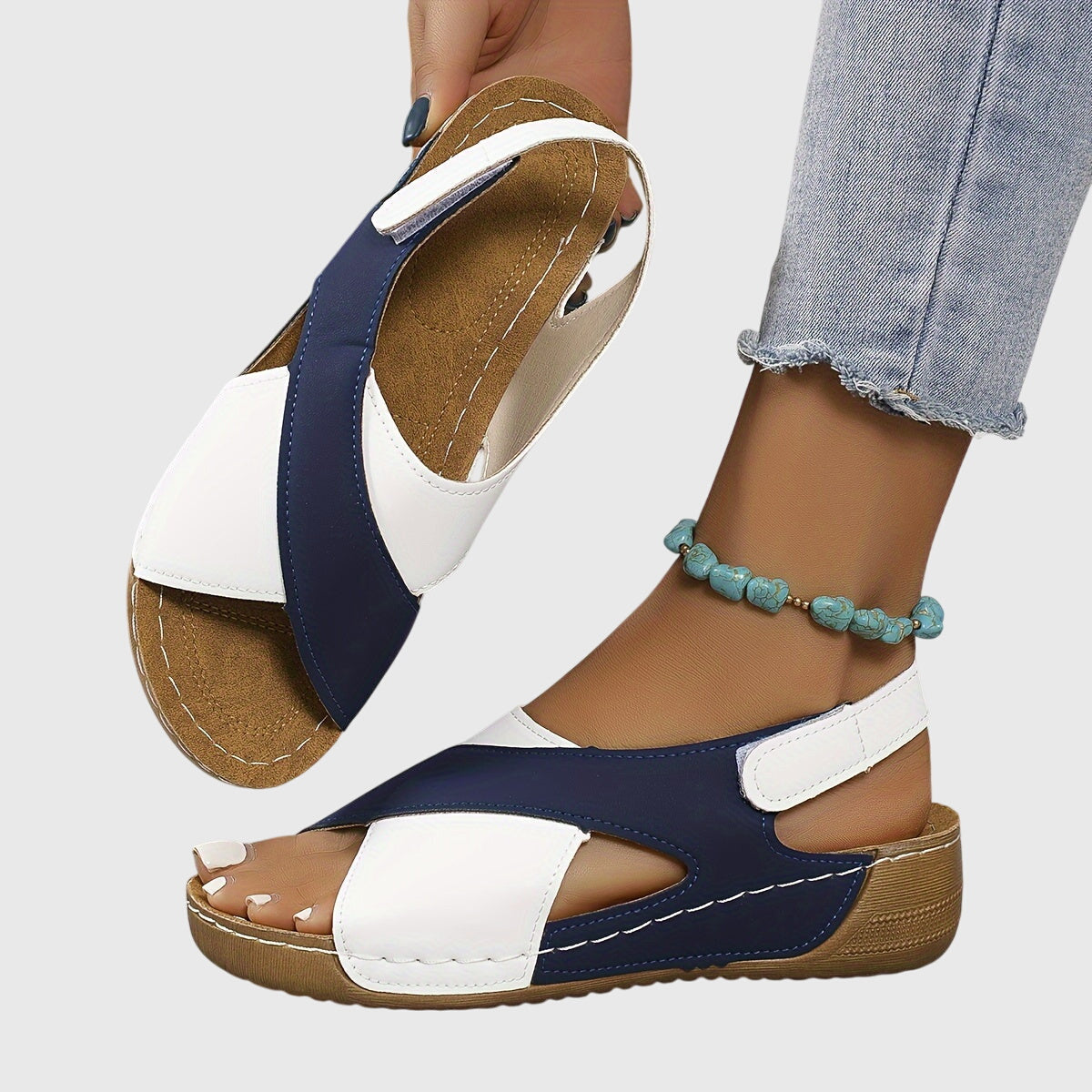 Millie - Women's Casual-Sandals in zweifarbigem Design with offenem Zehenbereich