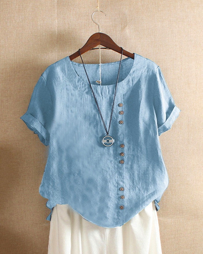 Florence - Women's Summer Casual Blouse with Knopfdetails
