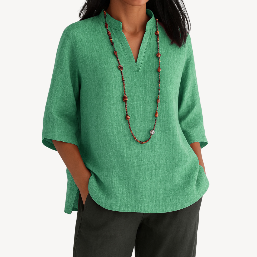 Margaret - Women's Casual Leinen-Tunika-Top