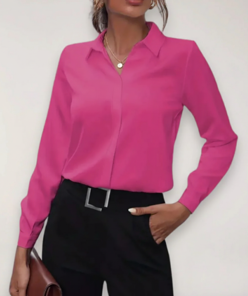 Joanna - Women's Spring Office Blouse with Button Placket