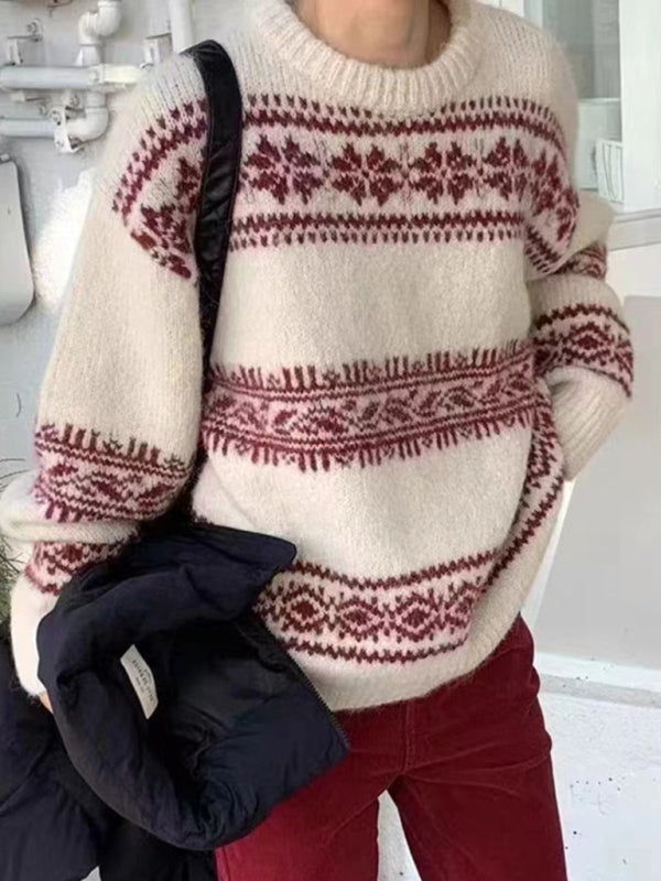 Phoebe - Women's Casual Spring Sweater with Nordic Pattern