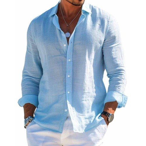 Logan - Men's Casual Long Sleeve Shirt with Buttons