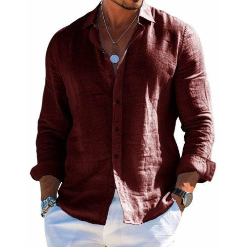 Logan - Men's Casual Long Sleeve Shirt with Buttons