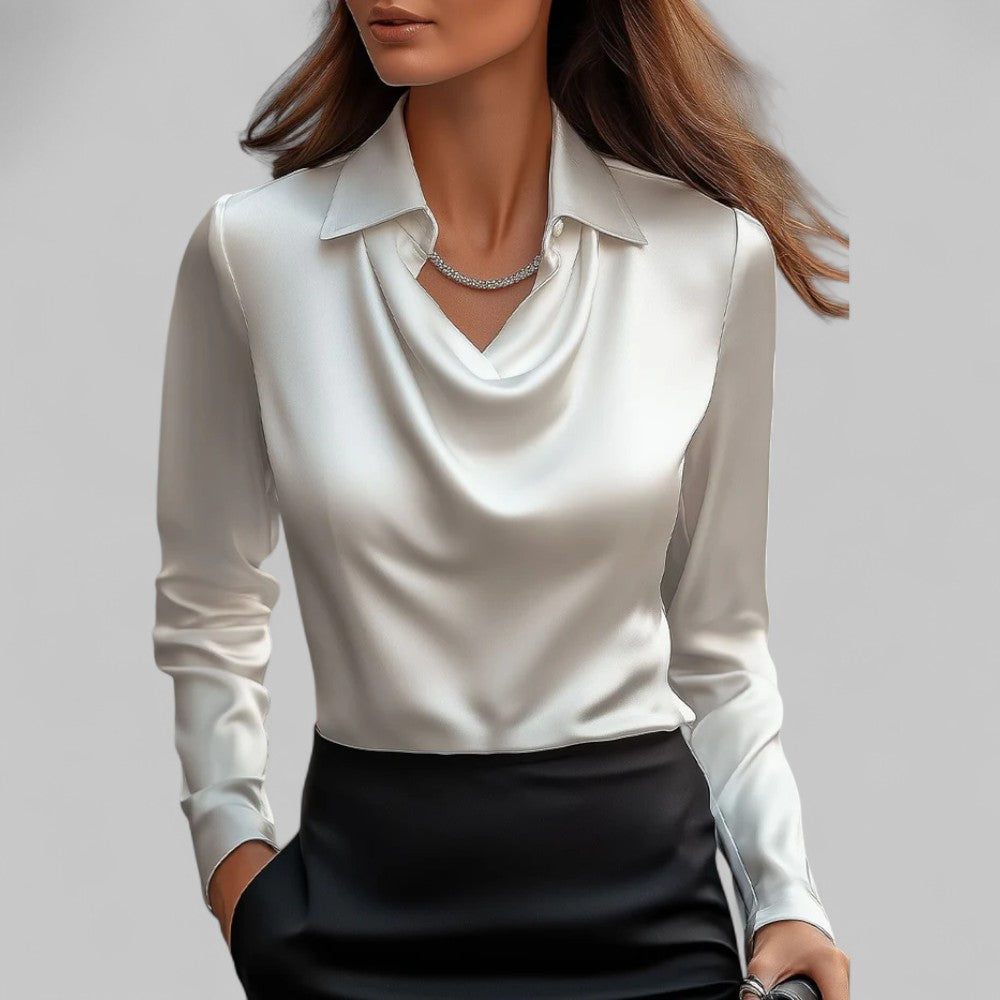 Vera - Elegant Wasserfallausschnitt Satinbluse for Women's
