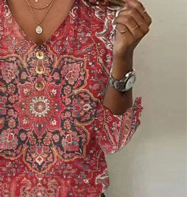 Harriet - Women's Blouse with Boho-Print in Oriental Style