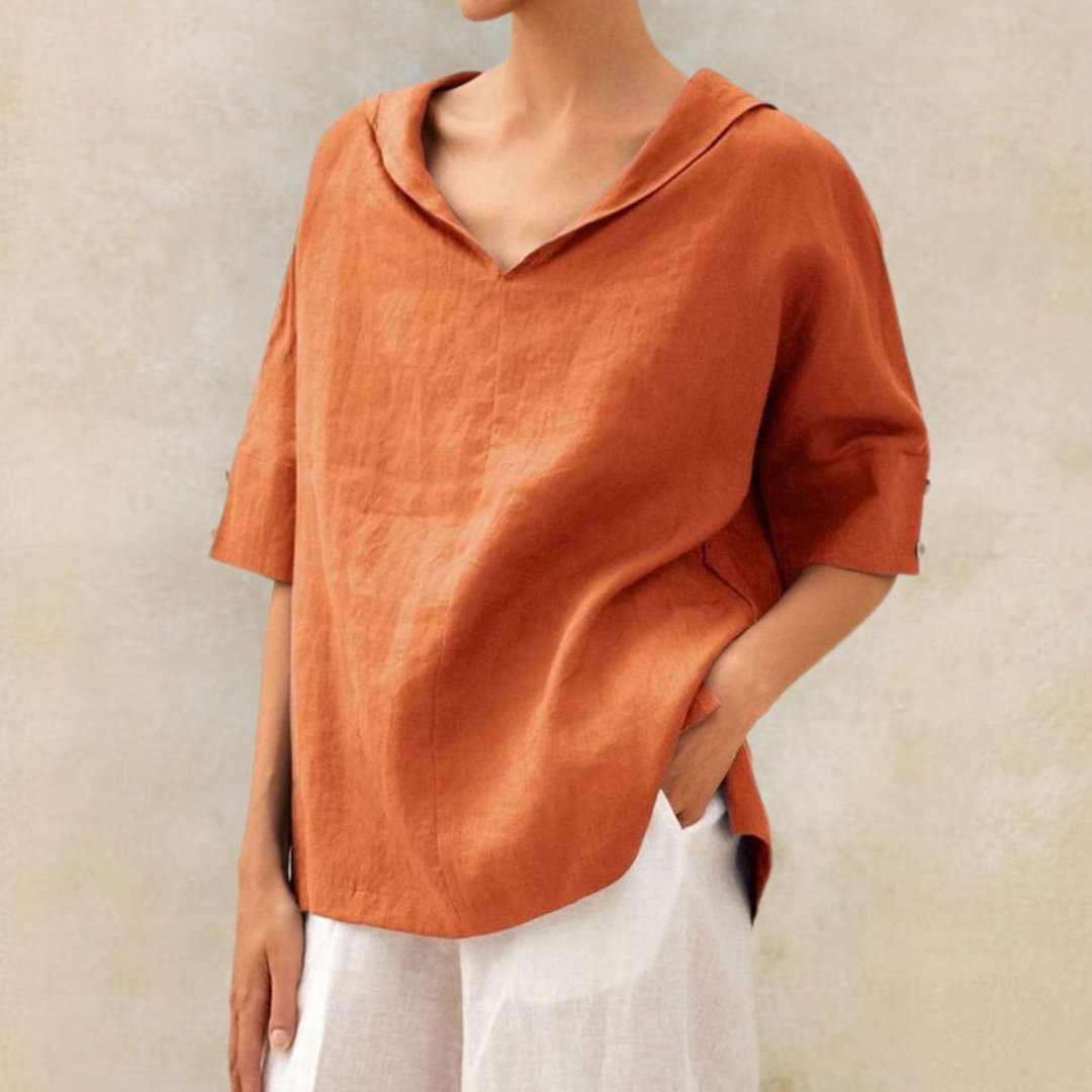 Florence - Women's Spring Relaxed Fit V-Neck Top