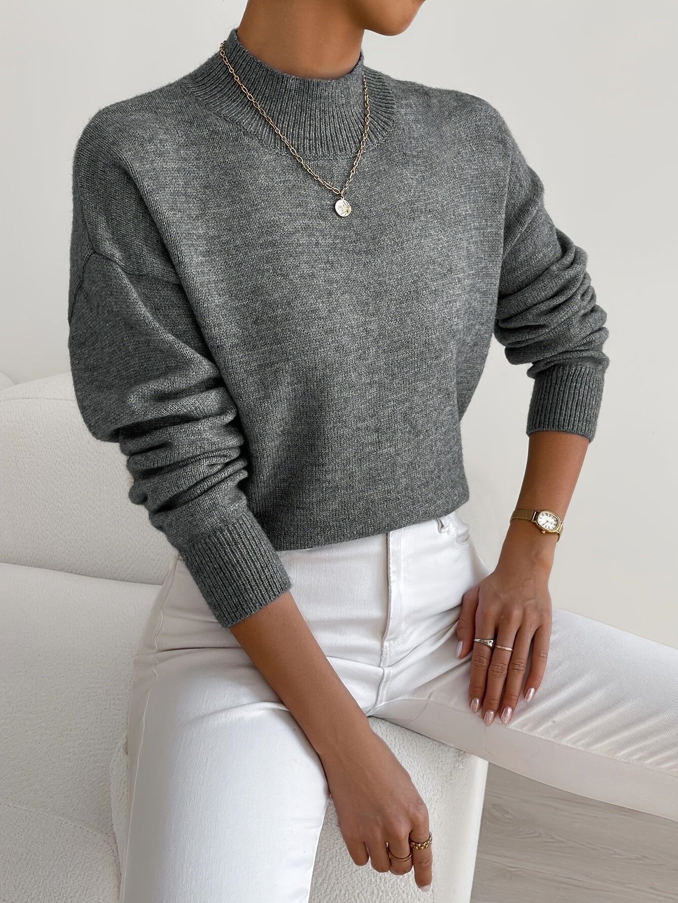 Eva - Women's Spring Mock Neck Sweater