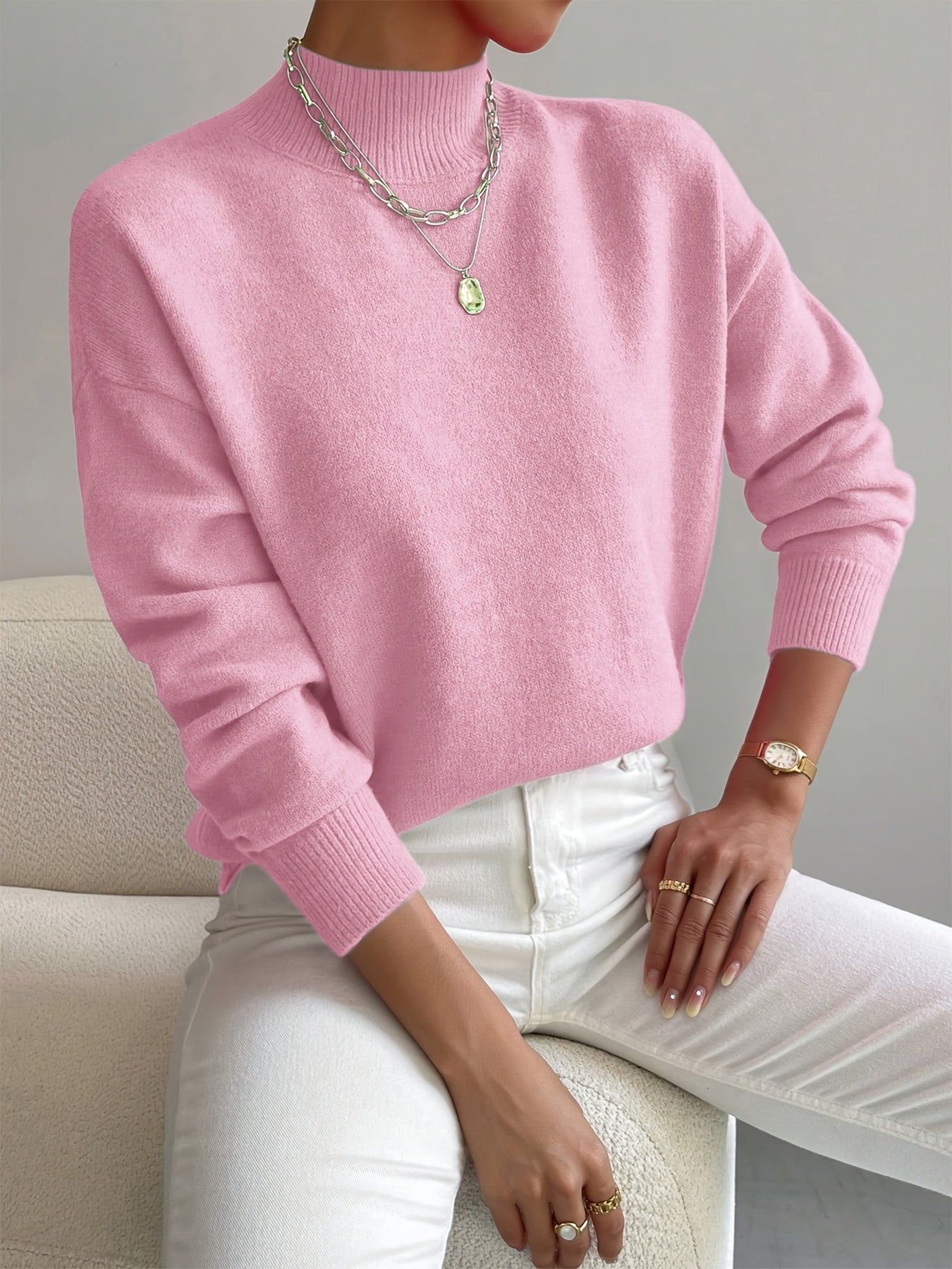 Sheila - Women's Spring Classic Sweater with High Collar
