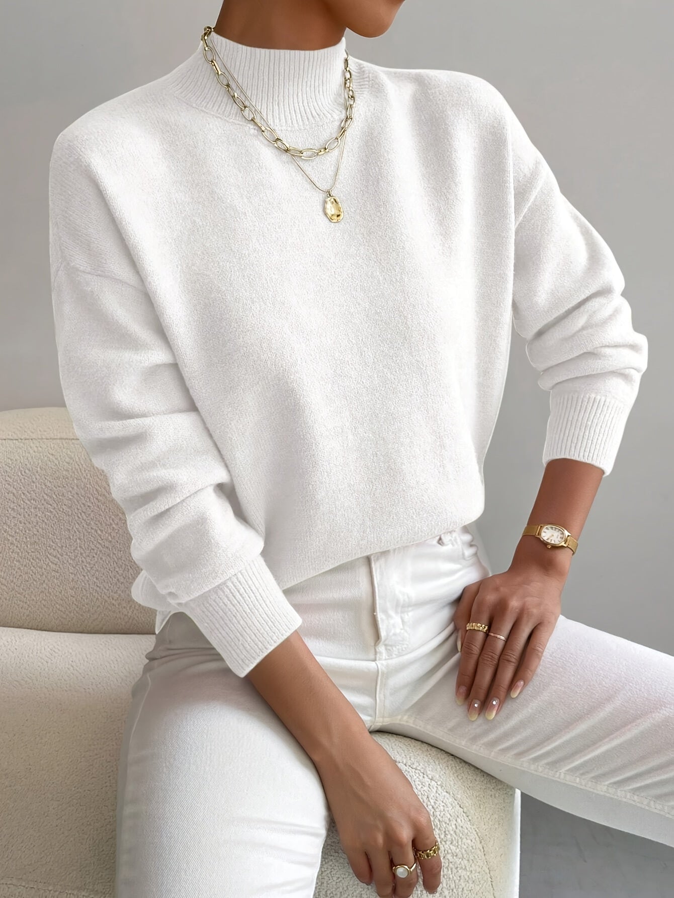 Sheila - Women's Spring Classic Sweater with High Collar