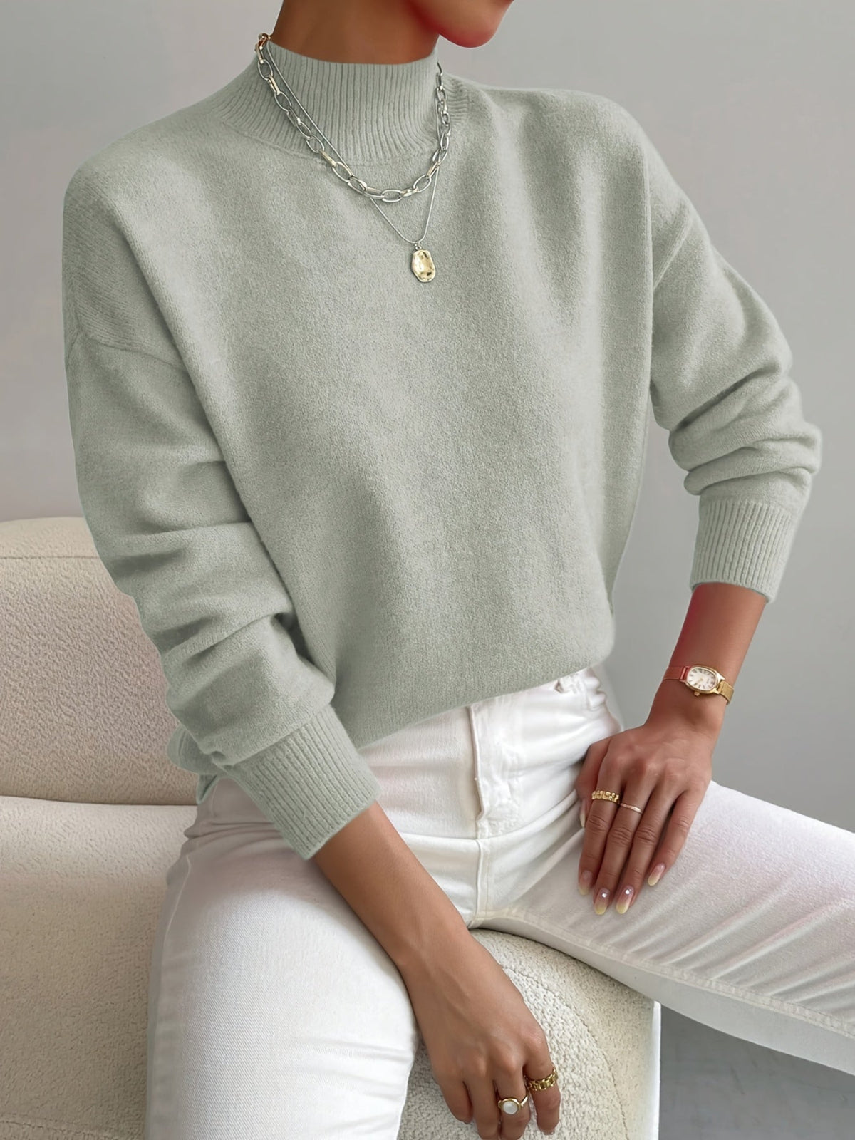 Eva - Women's Spring Mock Neck Sweater