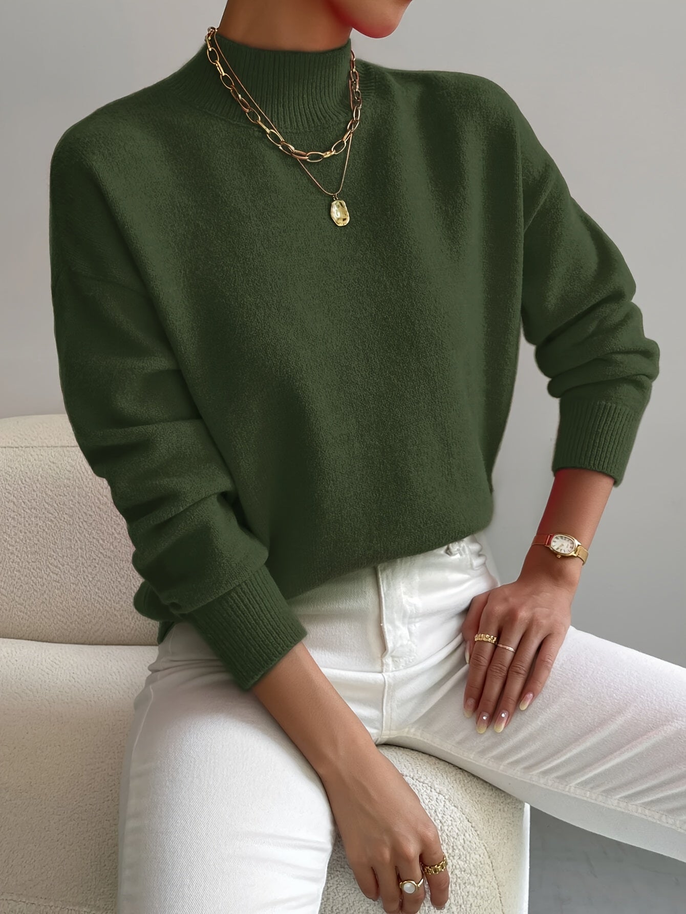 Sheila - Women's Spring Classic Sweater with High Collar