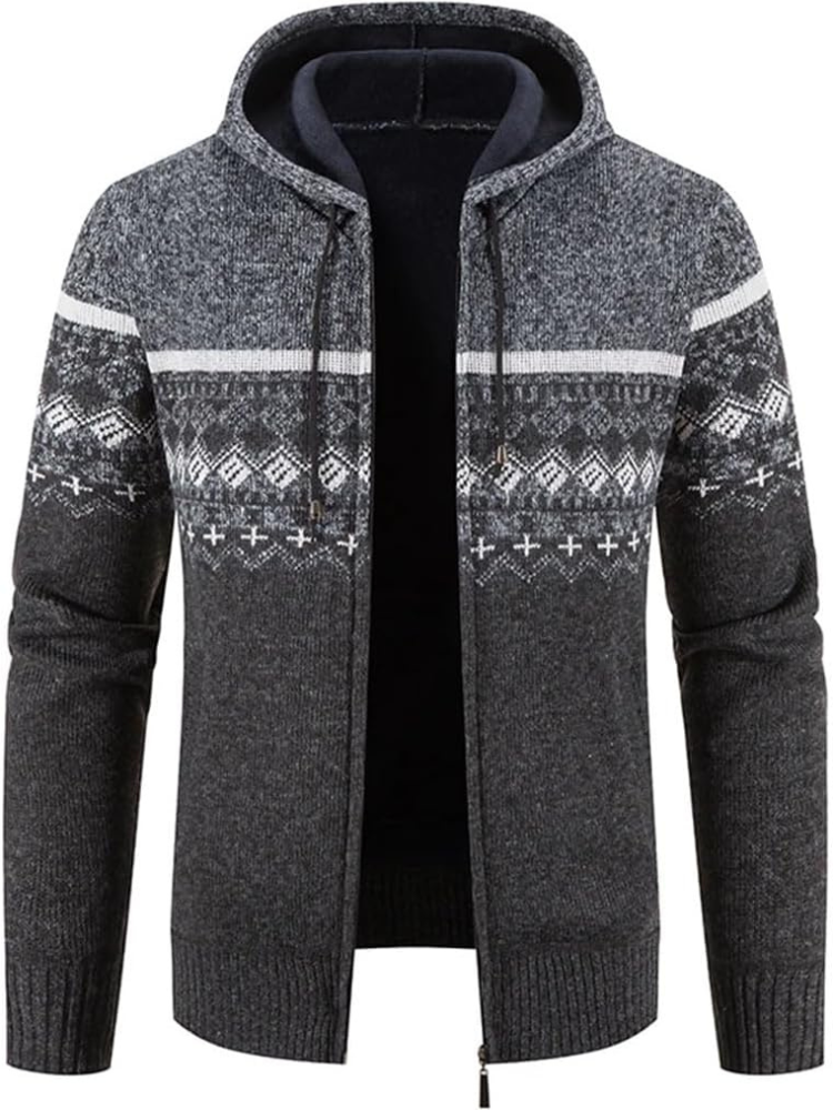 Lucas - Men's Spring-Hooded Jacket with Zip and Stripes