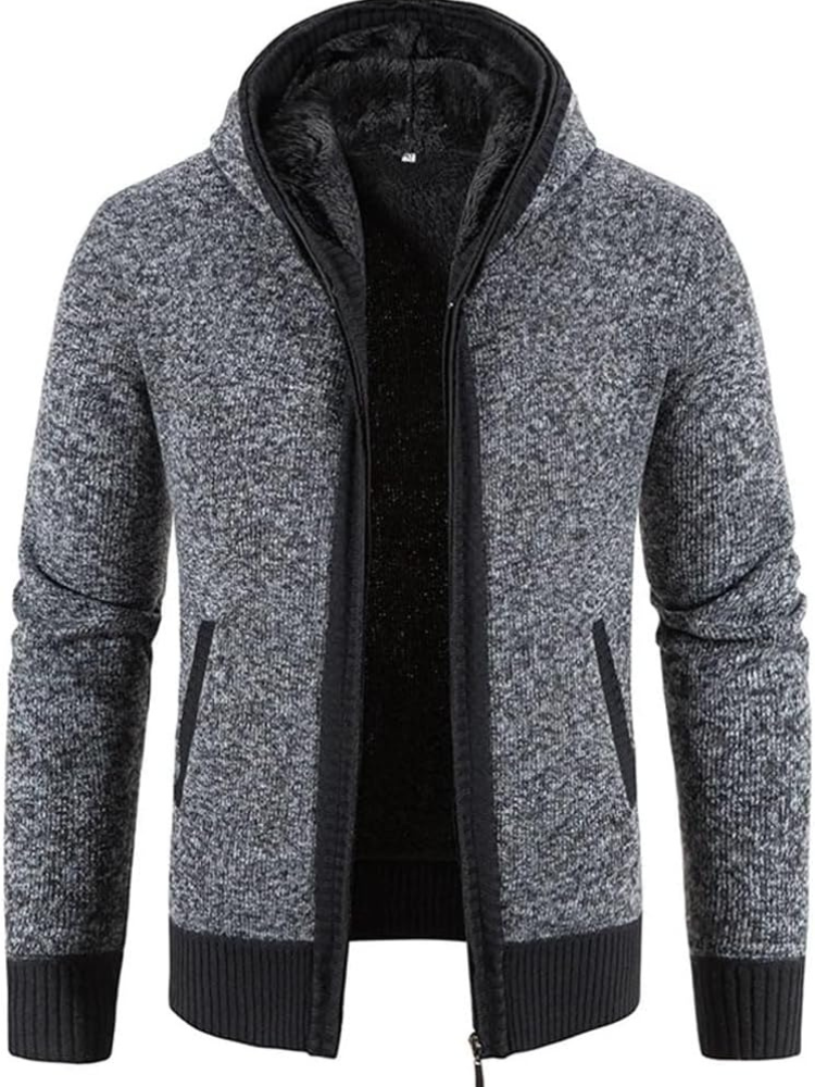Lucas - Men's Spring-Hooded Jacket with Zip and Stripes