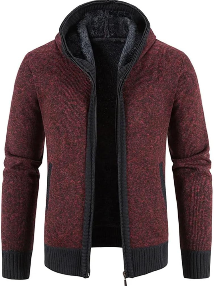 Lucas - Men's Spring-Hooded Jacket with Zip and Stripes