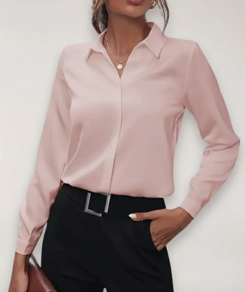 Valerie - Women's Tailored Blouse with Button Placket for Office Outfits