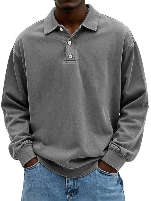 Elliot - Men's Casual-Polo Sweatshirt with langen Sleeves