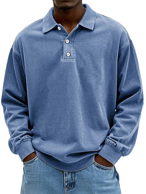 Elliot - Men's Casual-Polo Sweatshirt with langen Sleeves