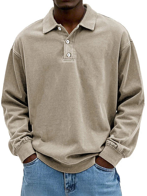 Elliot - Men's Casual-Polo Sweatshirt with langen Sleeves