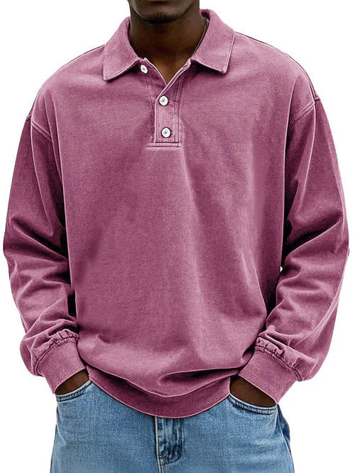Elliot - Men's Casual-Polo Sweatshirt with langen Sleeves