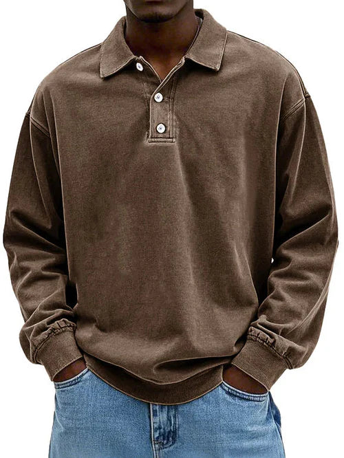 Elliot - Men's Casual-Polo Sweatshirt with langen Sleeves