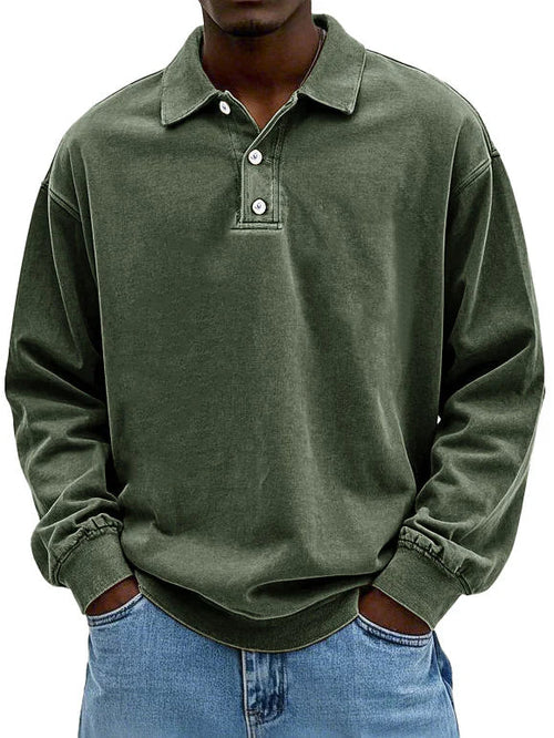 Elliot - Men's Casual-Polo Sweatshirt with langen Sleeves