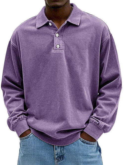Elliot - Men's Casual-Polo Sweatshirt with langen Sleeves