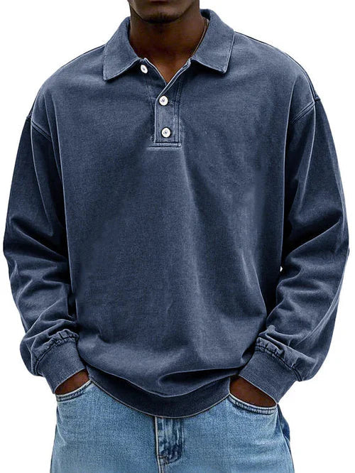 Elliot - Men's Casual-Polo Sweatshirt with langen Sleeves