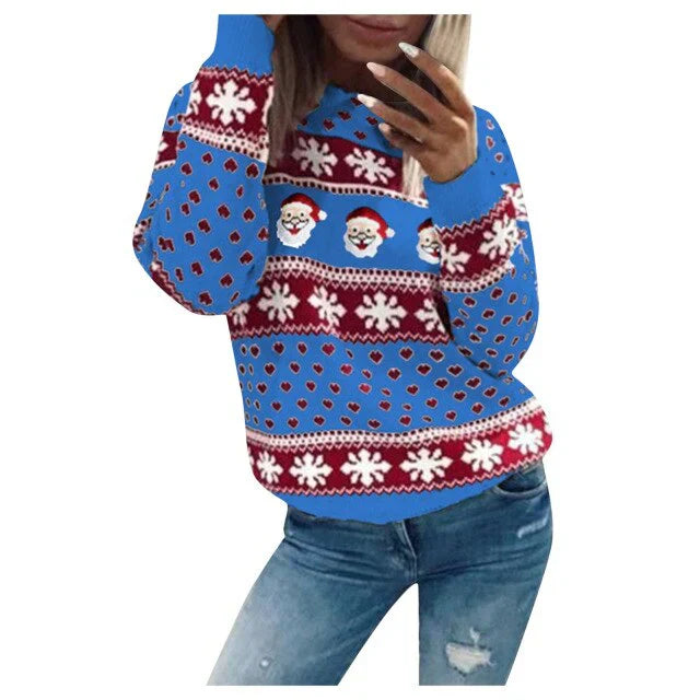 Molly - Women's-Christmas Sweater with Weihnachtsmann- and Schneeflockenmuster