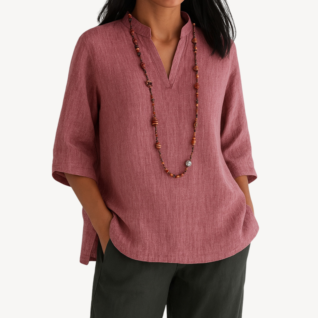 Margaret - Women's Casual Leinen-Tunika-Top