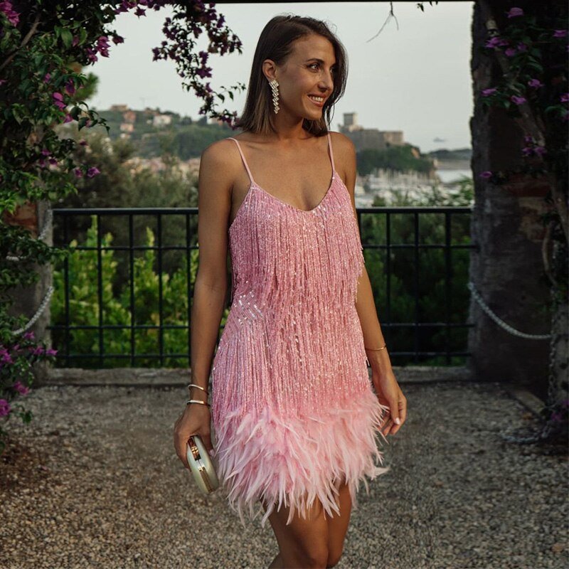 Phoebe - Women's Summer Form-Fitting Cocktail Mini Dress with Sequin