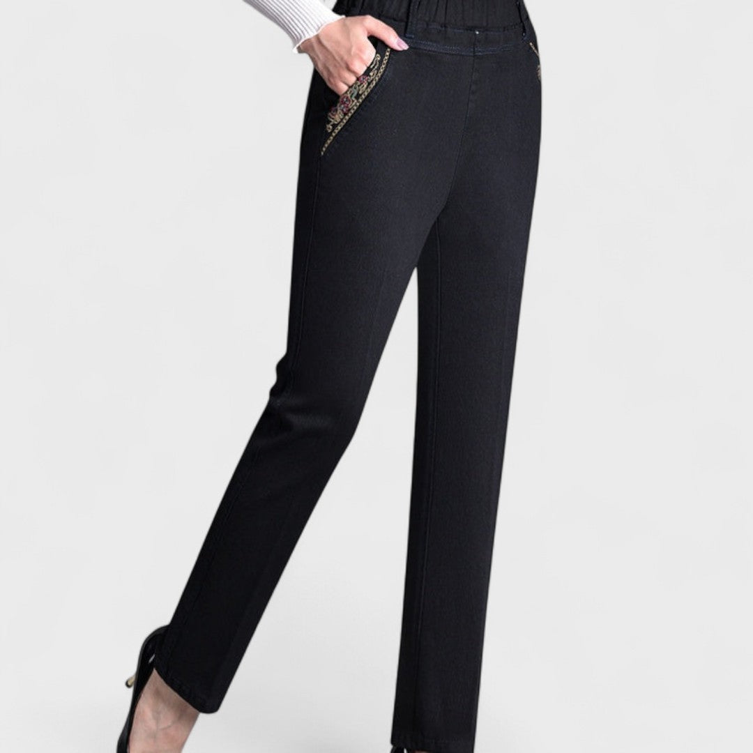 Lily - Women's Comfortable Stretch-Jeans with Side Pockets and elastischem Waistband