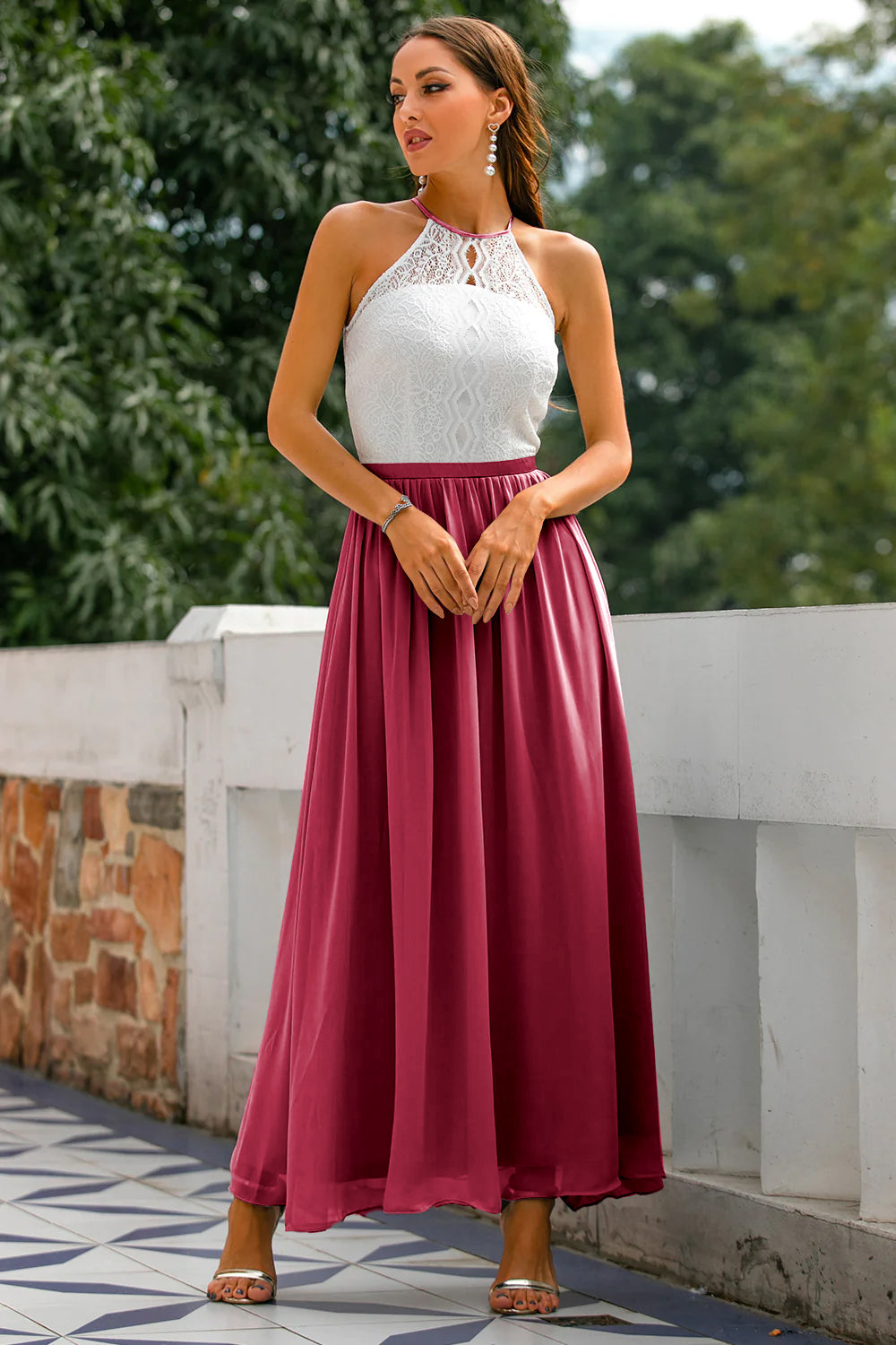 Eliza - Women's Wedding Guest Halterneck Maxi Dress