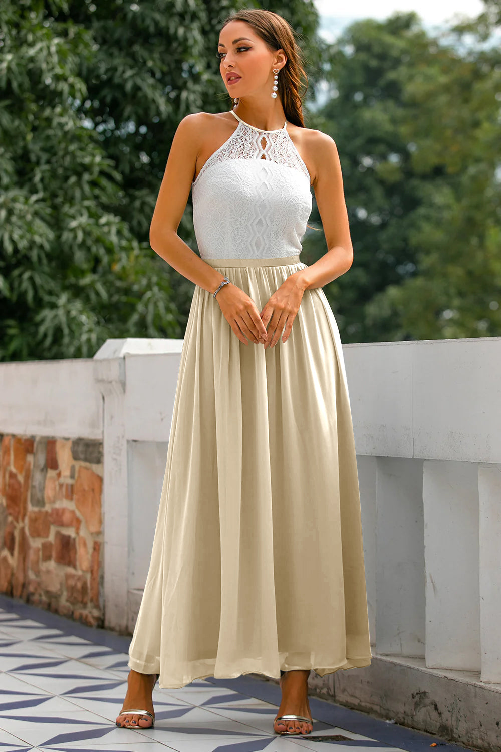 Eliza - Women's Wedding Guest Halterneck Maxi Dress