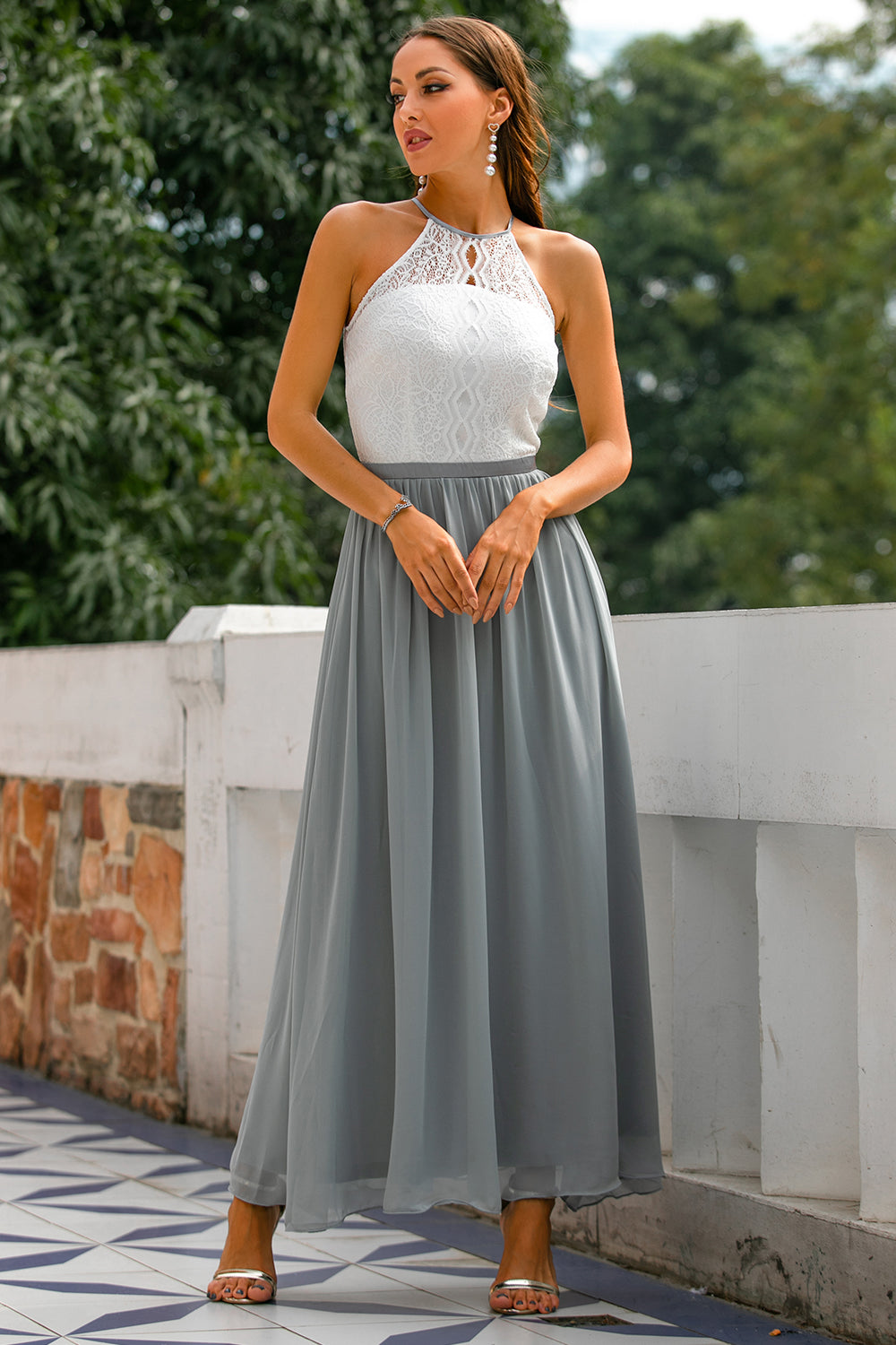 Eliza - Women's Wedding Guest Halterneck Maxi Dress