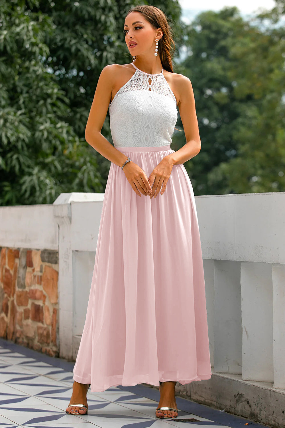 Eliza - Women's Wedding Guest Halterneck Maxi Dress