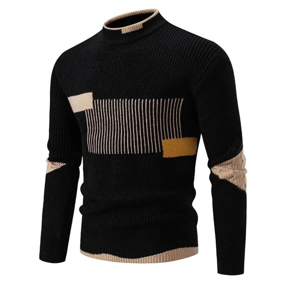 Sebastian - Men's Long Sleeve-Sweater with Geometrischem Pattern