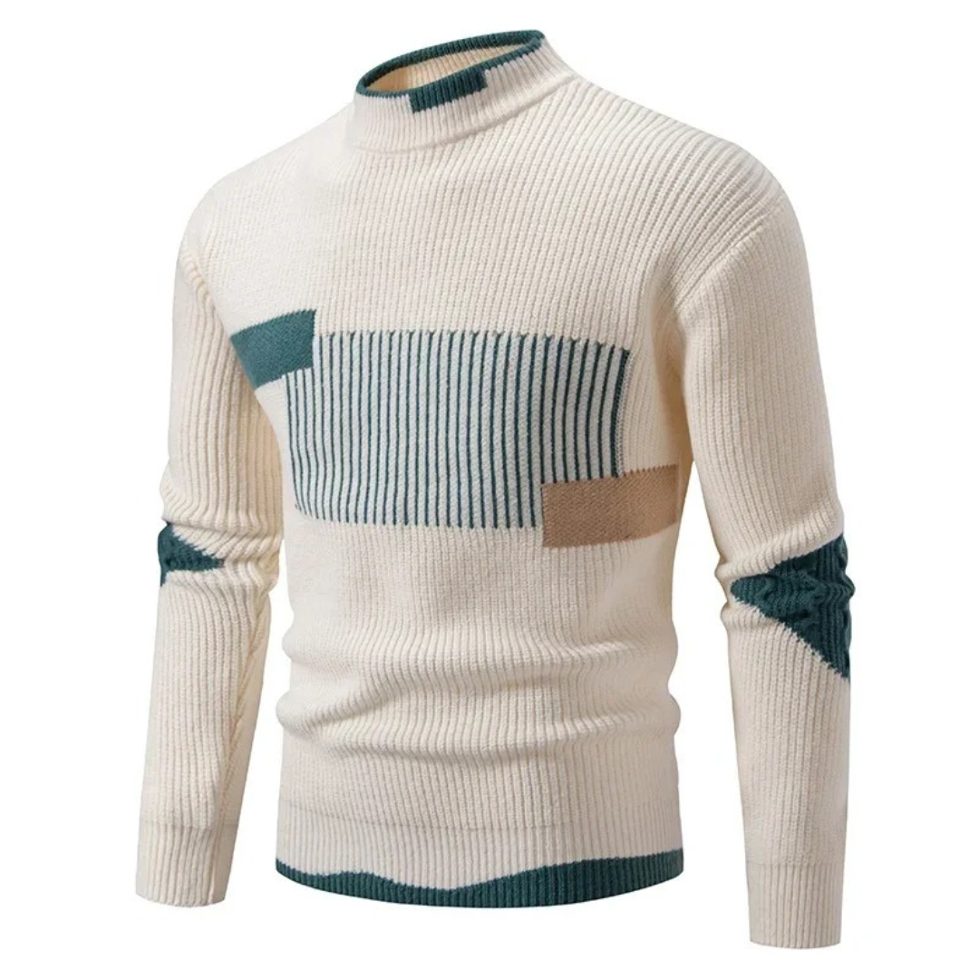 Sebastian - Men's Long Sleeve-Sweater with Geometrischem Pattern