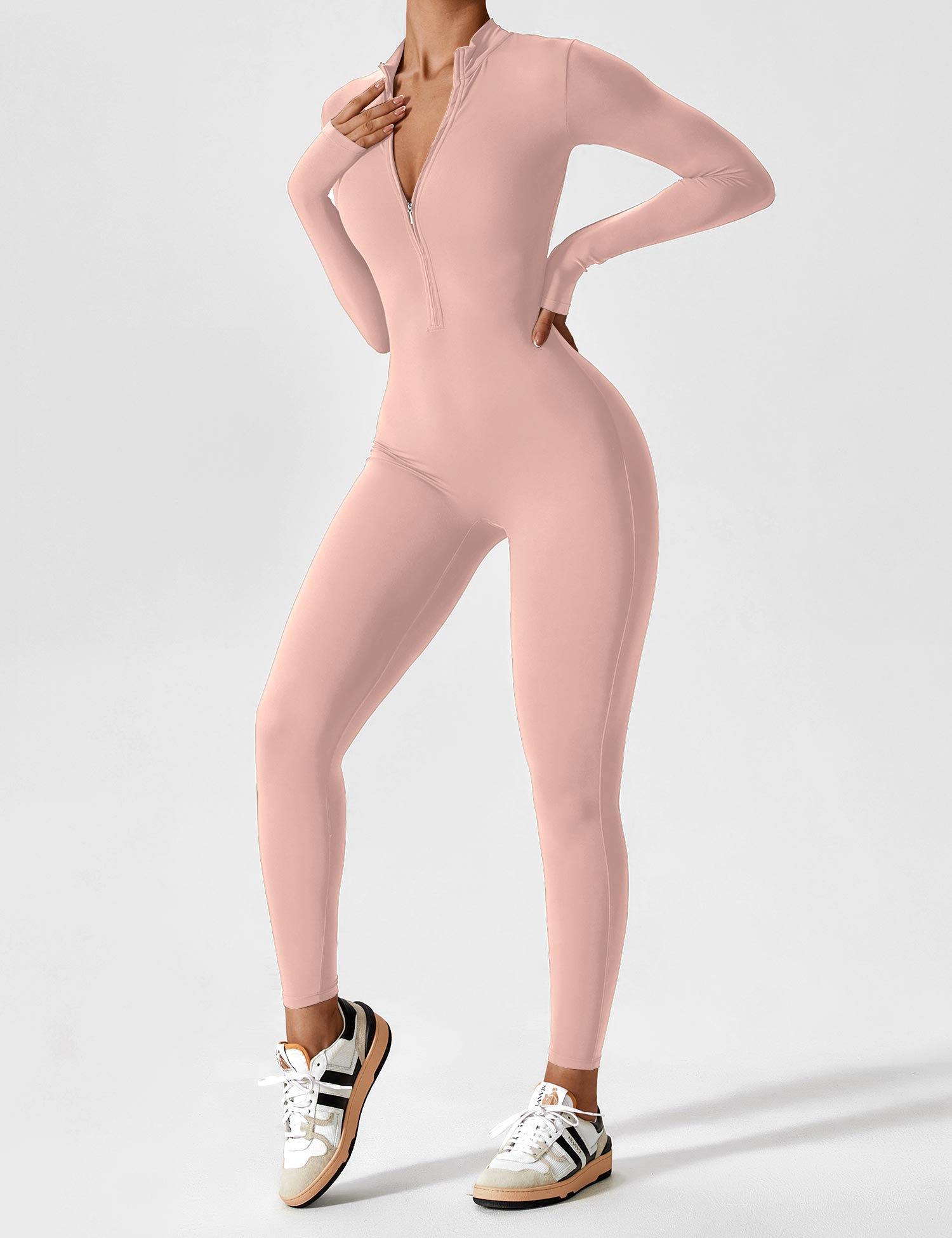 Lucy - Women's Spring Stretch Zip-Up Jumpsuit