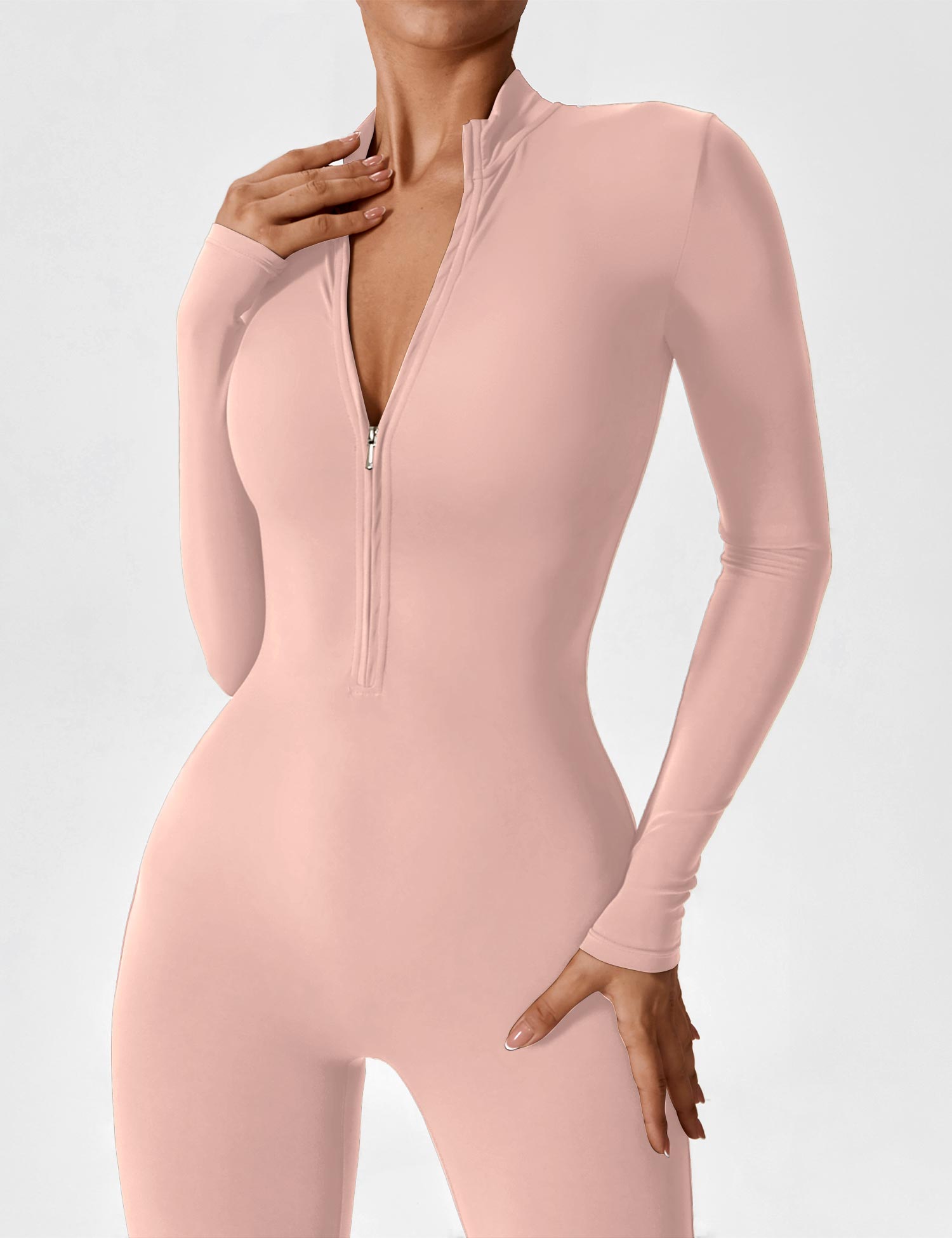 Lucy - Women's Spring Stretch Zip-Up Jumpsuit