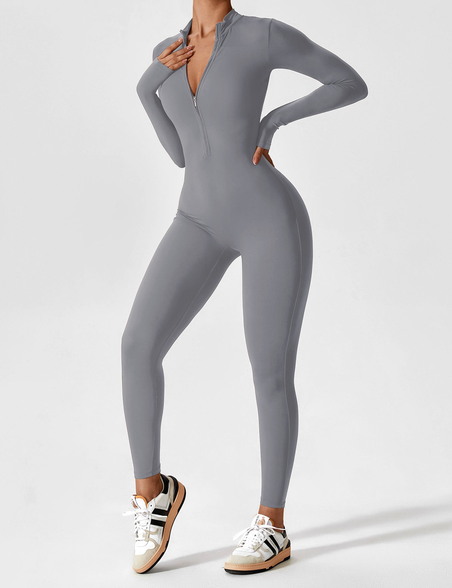 Lucy - Women's Spring Stretch Zip-Up Jumpsuit