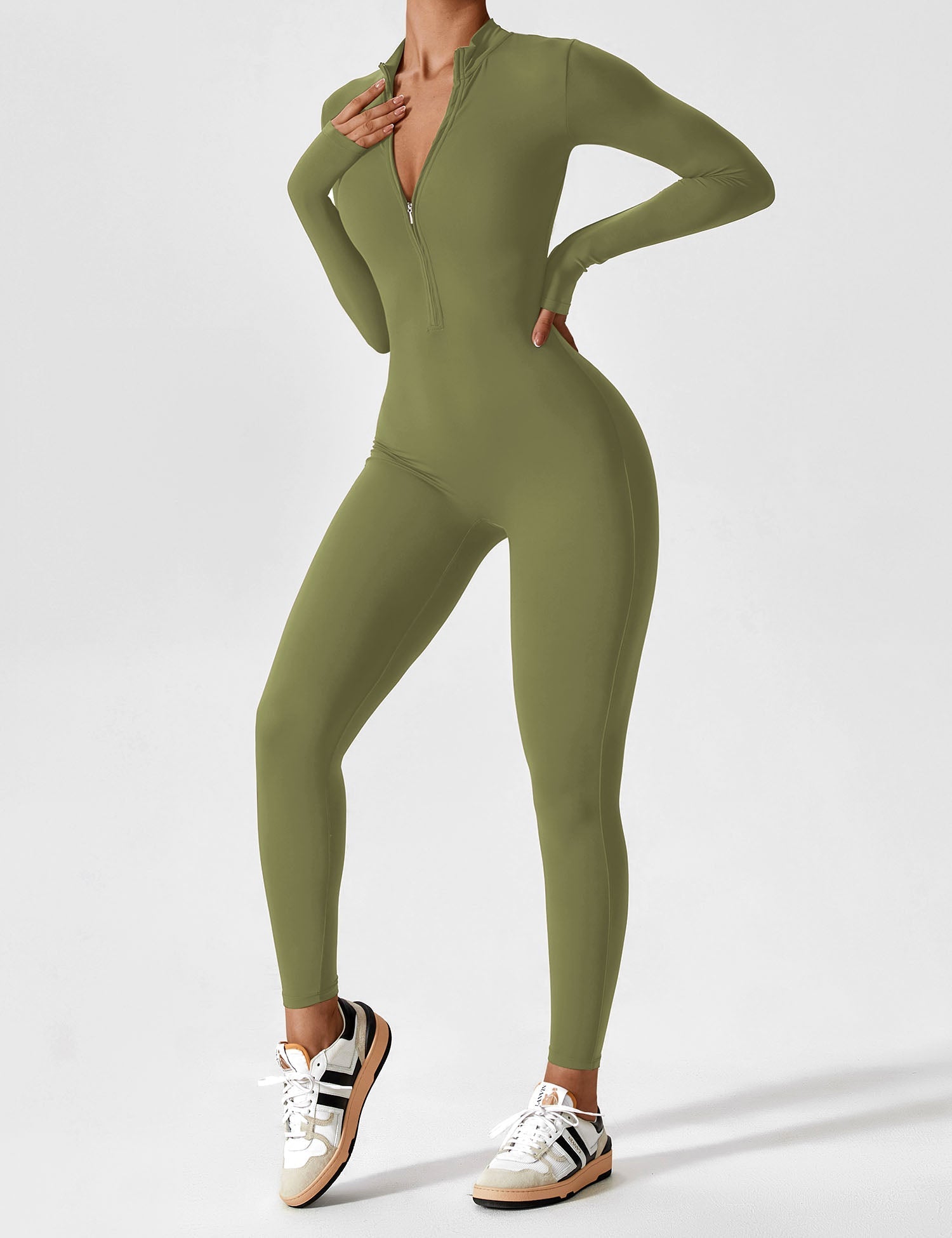 Lucy - Women's Spring Stretch Zip-Up Jumpsuit